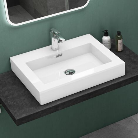 Mai & Mai Lavabo da Appoggio 60x48x10cm, Lavandino Bagno Rettangolare Lavabo Bagno da Minerale Fuso, Colossum18-600