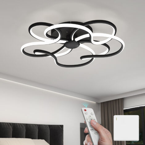 Mai & Mai LED Deckenleuchte Deckenlampe mit Fernbedienung 64cm, Stufenlos dimmbar 3000-6400K, Zimmerlampe 112W Schwarz für Schlafzimmer, Wohnzimmer, Arbeitszimmer, Flur Alivetta25036