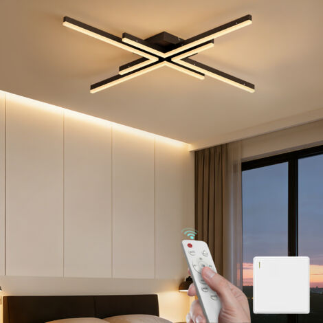 Mai & Mai LED Deckenleuchte Deckenlampe mit Fernbedienung 79,5cm, Stufenlos dimmbar 3000-6400K, Zimmerlampe 48W Sandschwarz für Schlafzimmer, Wohnzimmer, Arbeitszimmer, Flur Alivetta25039