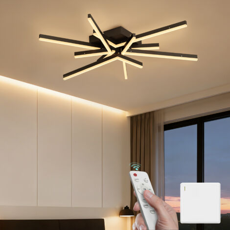 Mai & Mai LED Deckenleuchte Deckenlampe mit Fernbedienung 80cm, Stufenlos dimmbar 3000-6400K, Zimmerlampe 71W Sandschwarz für Schlafzimmer, Wohnzimmer, Arbeitszimmer, Flur Alivetta25038