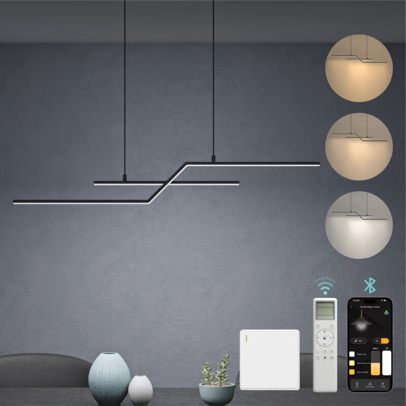 Mai&mai - Lustre Suspension Éclairage Intérieur de Plafond led Noir Hauteur Ajustable Lustre Chambre Salon Trois Températures de Couleur 105×100CM Mai&mai - Lustre Suspension Éclairage Intérieur de Plafond led Noir Hauteur Ajustable Lustre Chambre Salon Trois Températures de Couleur 105×100CM