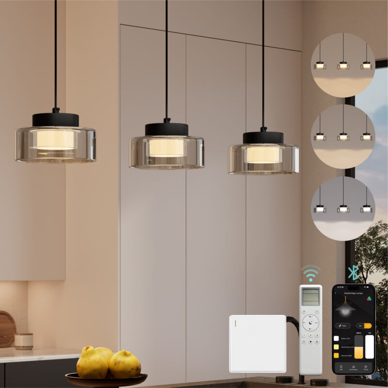Mai & Mai Lustre Suspension Éclairage Intérieur de Plafond LED Noir Hauteur Ajustable Lustre Chambre Salon Trois Températures de Couleur 71×150CM 12W Mai & Mai Lustre Suspension Éclairage Intérieur de Plafond LED Noir Hauteur Ajustable Lustre Chambre Salon Trois Températures de Couleur 71×150CM 12W