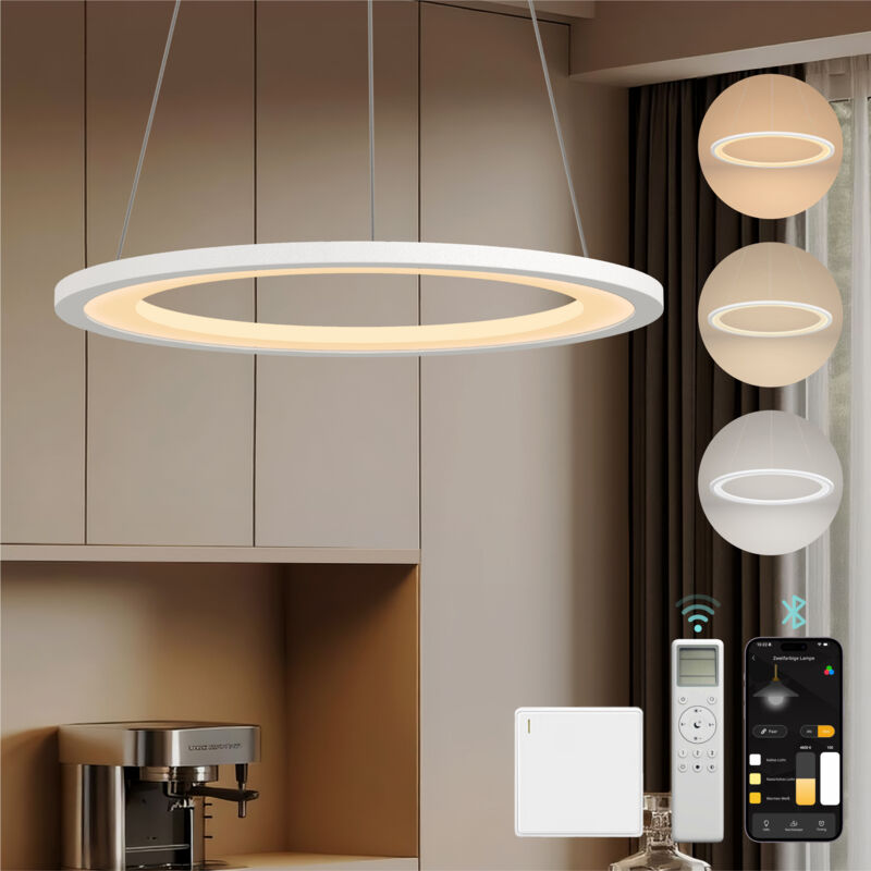 Mai & Mai Lustre Suspension Plafonnier LED Triple Commande Câble Réglable Lampe de Nuit pour Salle à Manger Salon Chambre Blanc Sablé 425×425 MM 20W Mai & Mai Lustre Suspension Plafonnier LED Triple Commande Câble Réglable Lampe de Nuit pour Salle à Manger Salon Chambre Blanc Sablé 425×425 MM 20W