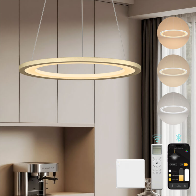 Mai & Mai Lustre Suspension Plafonnier LED Triple Commande Câble Réglable Lampe de Nuit pour Salle à Manger Salon Chambre Doré 425×425 MM 20W Luvina01 Mai & Mai Lustre Suspension Plafonnier LED Triple Commande Câble Réglable Lampe de Nuit pour Salle à Manger Salon Chambre Doré 425×425 MM 20W Luvina01