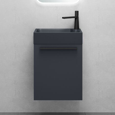 Mai & Mai Meuble de Salle de Bain Anthracite Mat 46cm Meubles de Salle de Bain Suspendu avec Lavabo Gris-noir Mat Pisa