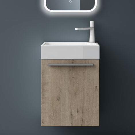 Mai & Mai Meuble de Salle de Bain Chêne Clair 46cm Meubles de Salle de Bain Suspendu avec Vasque