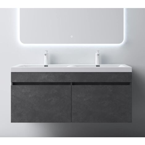 Mai & Mai Meuble de Salle de Bain Gris avec Lavabo Meuble sous Vasque 120x48x55cm Meuble Suspendu avec 2 Tiroirs