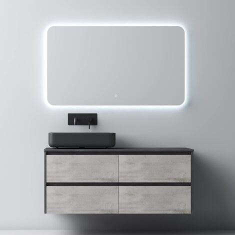 Mai & Mai Meuble de Salle de Bain Gris Foncé avec Lavabo Meuble sous Vasque 120x48x51,6cm Meuble Suspendu avec 4 Tiroirs