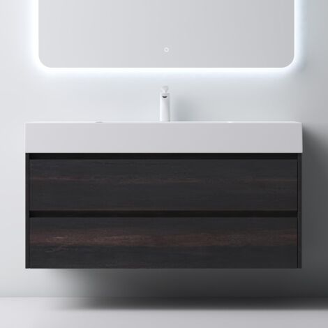 Mai & Mai Meuble de Salle de Bain Gris Foncé avec Lavabo Meuble sous Vasque 120x48x63cm Meuble Suspendu avec 2 Tiroirs