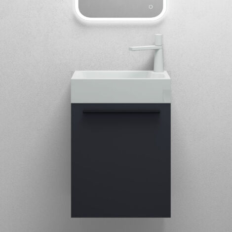 Mai & Mai Meuble de Salle de Bain Gris Noir Mat 46cm Meubles de Salle de Bain Suspendu avec Vasque