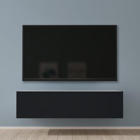 Mai & Mai Meuble TV Suspendue Armoire avec Soft-Close Table TV pour le Salon Blanc Mat+Gris Noir 120x40,2x30 cm TC002