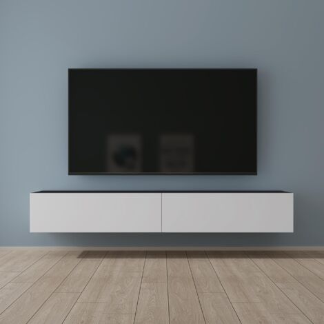 Mai & Mai Meuble TV Suspendue Armoire avec Soft-Close Table TV pour le Salon Gris Noir+Blanc Mat 200x40,2x30 cm TC002
