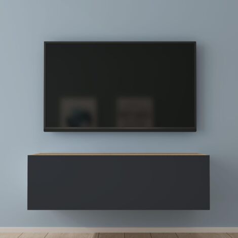 Mai & Mai Meuble TV Suspendue Armoire avec Soft-Close Table TV pour le Salon Marron Clair+Gris Noir 100x40,2x30 cm TC002