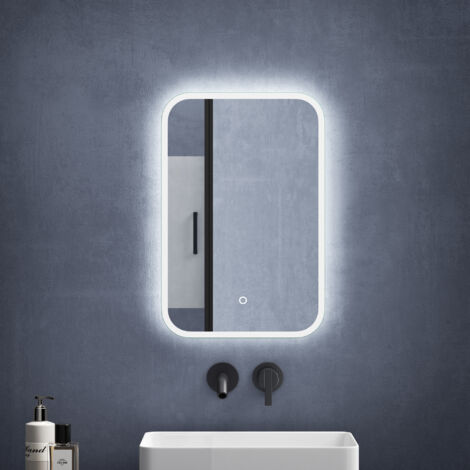 Mai & Mai miroir de salle de bain avec éclairage LED glace suspendu 400x600mm anti-buée interrupteur tactile Luz