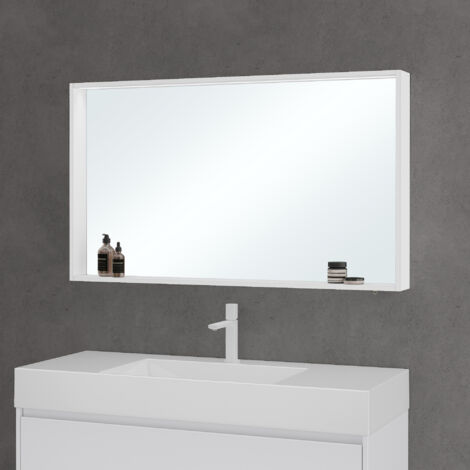Mai & Mai Miroir de Salle de Bain avec Étagère Armoire Murale avec Éclairage Miroir Suspendue 120x12x70 cm Blanc Mat SpiegelSR-01