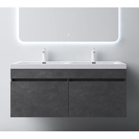 Mai & Mai Mobile Bagno Sospeso 120x48x55cm, Mobile da Bagno con Lavabo Doppio Grigio