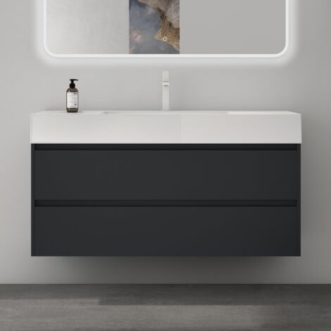 Mai & Mai Mobile Bagno Sospeso 120x48x63cm, Mobile da Bagno con Cassetto Soft-Close Include Lavabo Bianco 120cm, Antracite Opaco