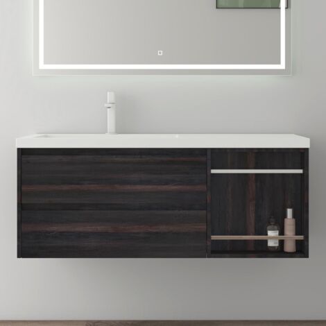 Mai & Mai Mobile Bagno Sospeso, Mobile da Bagno con Lavabo con Cassetti a Chiusura Soft-Close, Vulcano Grigio, Larghezza: 120cm