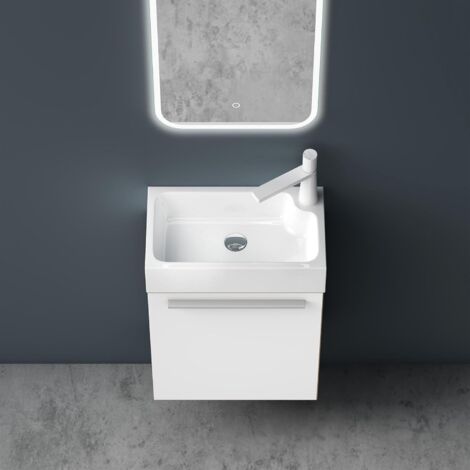 Mai & Mai Mobile Bagno Sospeso46x26x63cm, Mobile da Bagno con Cassetto Include Lavabo, Bianco opaco, Seria Pisa F074