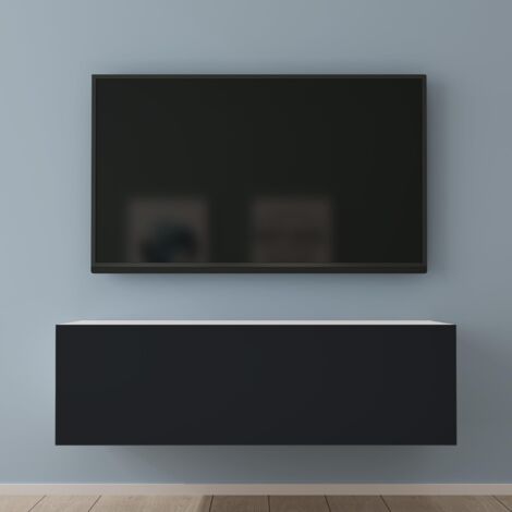 Mai & Mai Mobile TV per Televisore 100x40,2x30cm, Armadietto per TV Basso Soft-close con per Soggiorno, Sala da Pranzo, Camera da Letto Fernsehschrank02, Bianco opaco+Antracite opaco