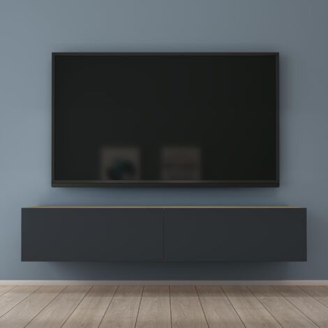 Mai & Mai Mobile TV per Televisore 160x40,2x30cm, Armadietto per TV Basso Soft-close con Ante per Soggiorno, Sala da Pranzo, Camera da Letto Fernsehschrank02, Marrone chiaro+Antracite opaco