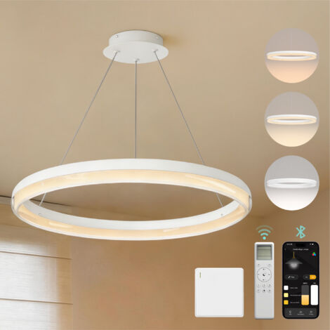 Mai & Mai Pendelleuchte Esstisch, 45cm LED Moderne Hängelampe, stufenlos dimmbar 3000K–6000K, höhenverstellbare Design 20W Esstischlampe mit Fernbedienung & Wandschalter, Luvina05, Sandweiß