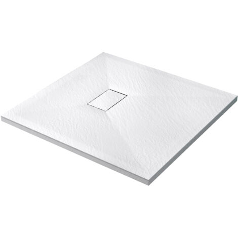 Mai & Mai Piatto Doccia 90x90x4cm, Piatto Doccia Geoma06W in Pietra Artificiale Bianco incl. Piletta di Scarico (AL06), Forma:Quadrato