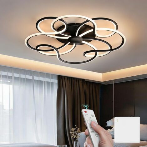 Mai & Mai Plafoniera LED Soffitto 112W 4960LM, Lampadario LED Soffitto 3000K - 6400K Illuminazione a Soffitto Moderna per Camera da Letto Sala Cucina Bagno Corridoio, Nero, Alivetta25036