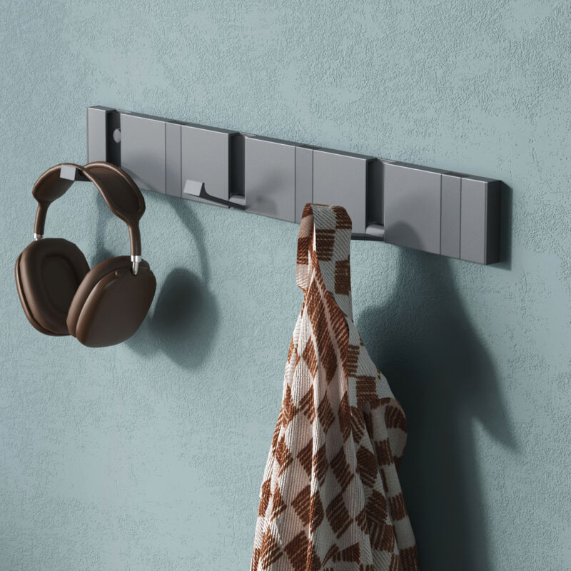 Mai & Mai Porte manteaux Mural en Aluminium Crochets Rétractables pour Salle de bain Cuisine Chambre Entrée Accroche Serviette Design Antidérapant