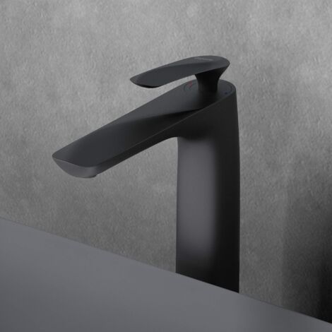 Mai & Mai Rubinetto Miscelatore Monocomando, Rubinetto Bagno Lavabo Bidet Lavandino28cm WAM-7201 Nero Opaco