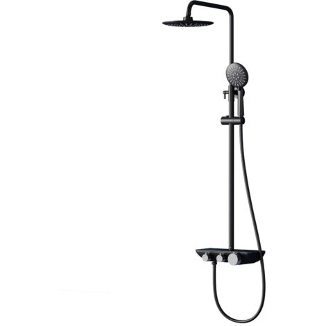 Mai & Mai Set Soffione Doccia Manopola Doccia, Sistema Soffione Doccia a Pioggia con Telefoni Doccia e Miscelatore Monocomando Doccetta Duschsystem5, Nero