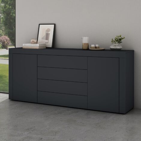 Mai & Mai Sideboard Aufbewahrungsschrank BTH: 167x36x70 cm mit 2 Schränken und 4 Schubladen in Anthrazit matt Kommode Mehrzweckschrank Möbel Schrank03