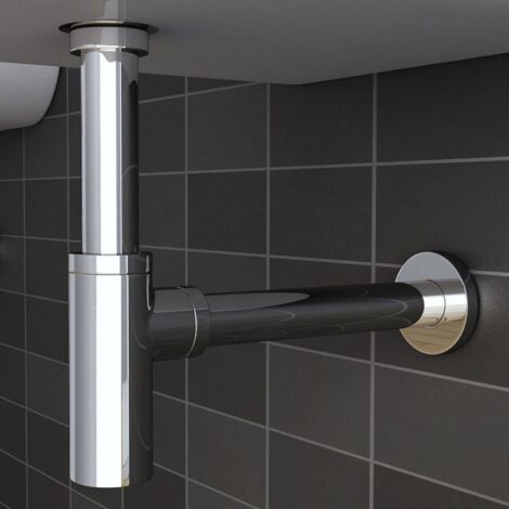Mai & Mai Siphon pour Lavabo de Salle de Bains ou Vasque Anti Odeur Siphon Rond en Laiton Chromé S5