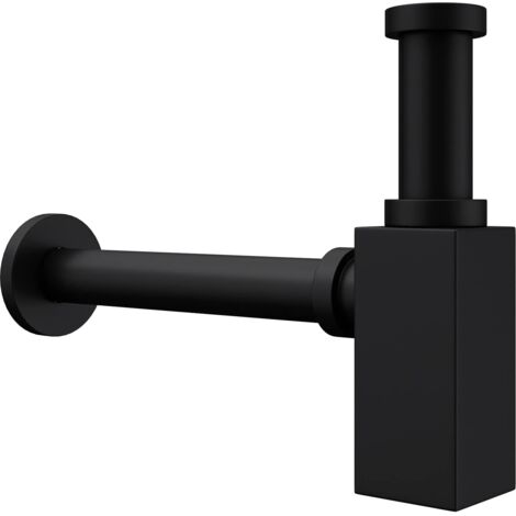 Mai & Mai Siphon S06, Form: eckig, Ablaufgarnitur für Waschbecken und Waschtisch Geruchsverschluss, Material: schwarz Messing, Anschlussgewinde