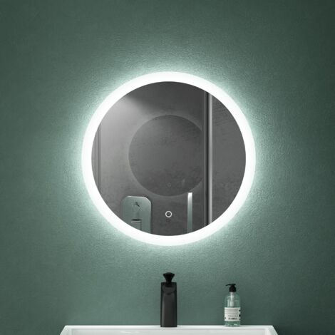 Mai & Mai Specchio da Bagno Appeso Rotondo φ80 cm, Specchio a LED Specchio da Parete Vetro Float da 5mm Anti-Appannamento LED-Badspiegel 05