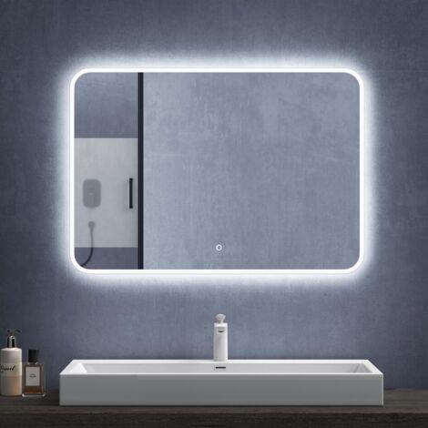 Mai & Mai Specchio da Bagno Appeso Specchio a LED Specchio da Parete 1000x800mm Specchio per Il Trucco Personalizzato Anti-Appannamento Led-Spiegel03