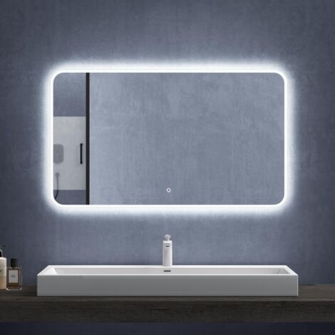 Mai & Mai Specchio da Bagno Appeso, Specchio a Specchio LED da Parete 120x70cm Specchio per Il Trucco Personalizzato Anti-Appannamento