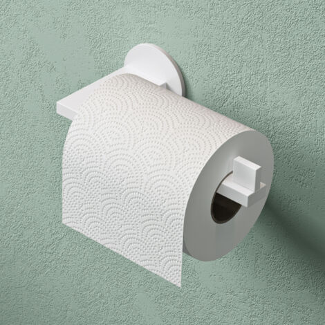 Mai & Mai Toilettenpapierhalter Klopapierhalter WC aus Edelstahl, Toilettenpapier Halterung Rollenhalter Matt weiß 185mm Lino-04
