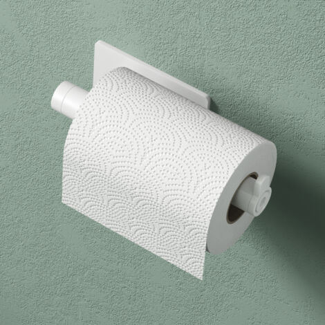 Mai & Mai Toilettenpapierhalter ohne Bohren, Klopapierhalter WC aus Edelstahl, Toilettenpapier Halterung Rollenhalter Matt weiß Lino-02