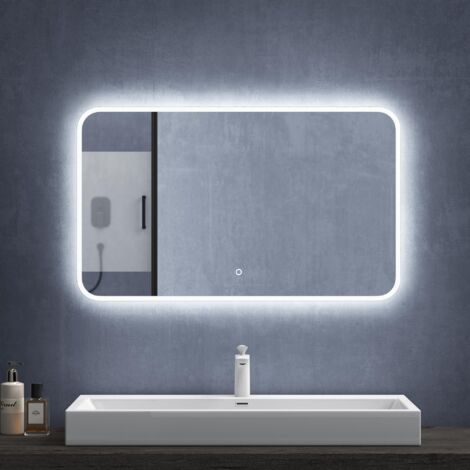 Mai & Mai Wandspiegel Badezimmer Spiegel LED 100x60cm LED Bad-Spiegel mit Touchschalter, Beschlagfrei durch Antifog-Schicht