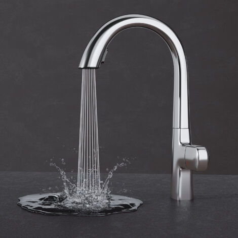 Mai & Mai Wasserhahn Küche Spültischarmatur Küchenamatur Mischbatterie mit Einhebelmischer 360° Schwenkbar Küchenwasserhahn aus Messing Silber MS-8095