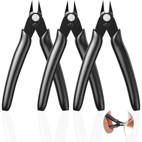 [MAI USATO]3 pezzi Pinze da taglio nere da 4,5 pollici - Mini pinze da taglio di precisione per stampa 3D, elettronica, modellismo in plastica, gioielleria, casa - Pinze da taglio laterali resistenti,