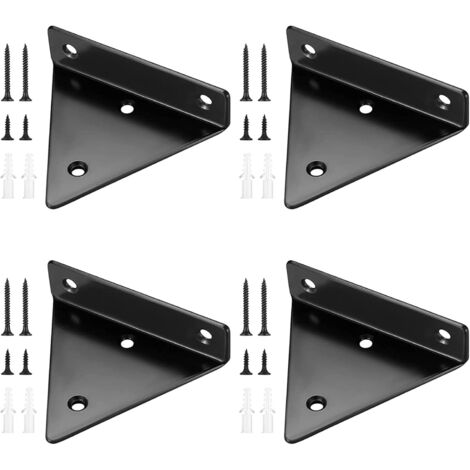[MAI USATO]4 pezzi di staffe per mensole da parete, supporto per mensole triangolari, staffe in metallo nero, per mensole in cucina, studio, giardino