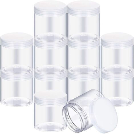 [MAI USATO]Barattolo di plastica vuoto da 12 per spezie, contenitore di plastica a bocca larga con coperchio per prodotti di bellezza, creazione di slime fai da te o altri usi