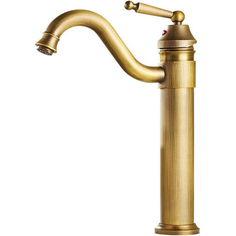 [MAI USATO]Miscelatore per lavabo da bagno antico monoforo, rubinetti per lavabo in rame vintage, acqua calda e fredda, rubinetto per bagno