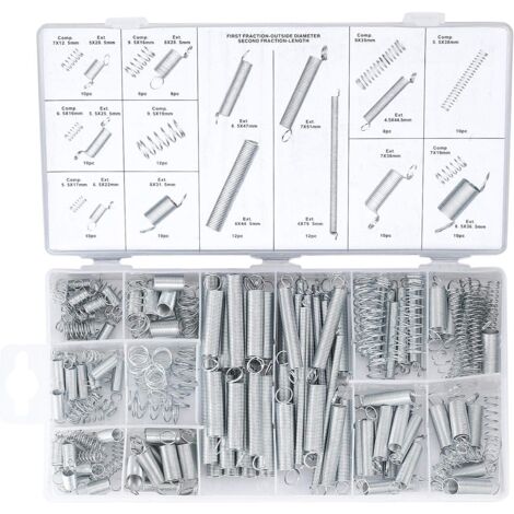 [MAI USATO]Molle di compressione e molle di estensione, assortimento di perni di pressione e di tensione in metallo e acciaio con scatola di immagazzinaggio - 200 pezzi