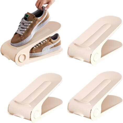 [MAI USATO]Organizzatore per scarpe - 4 pezzi Organizzatore per scarpe regolabile a doppio livello - Organizzazione dell'armadio per camera da letto Sotto il letto Palestra Garage Bagno Cassettiera