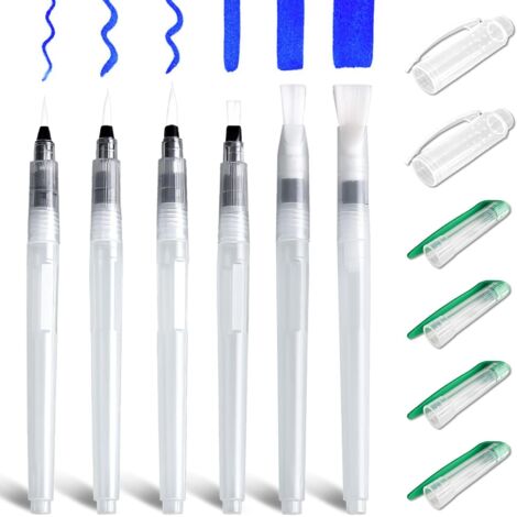 [MAI USATO]Pennelli per acquerello con serbatoio ricaricabile, 6 pezzi, pennello per acquerello, penna ad acqua da 19,0 cm, pennelli ad acqua con punta fine/media/grande per pittura/acquerello (190 mm