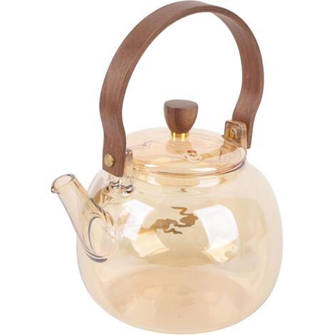 [MAI USATO]Teiera in vetro borosilicato trasparente da 950 ml con bollitore per tè