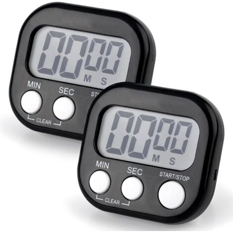 [MAI USATO]Timer da cucina digitale, timer da cucina magnetico, cronometro con allarme, ampio display LCD per cucinare, giocare, fare esercizio (nero × 2)